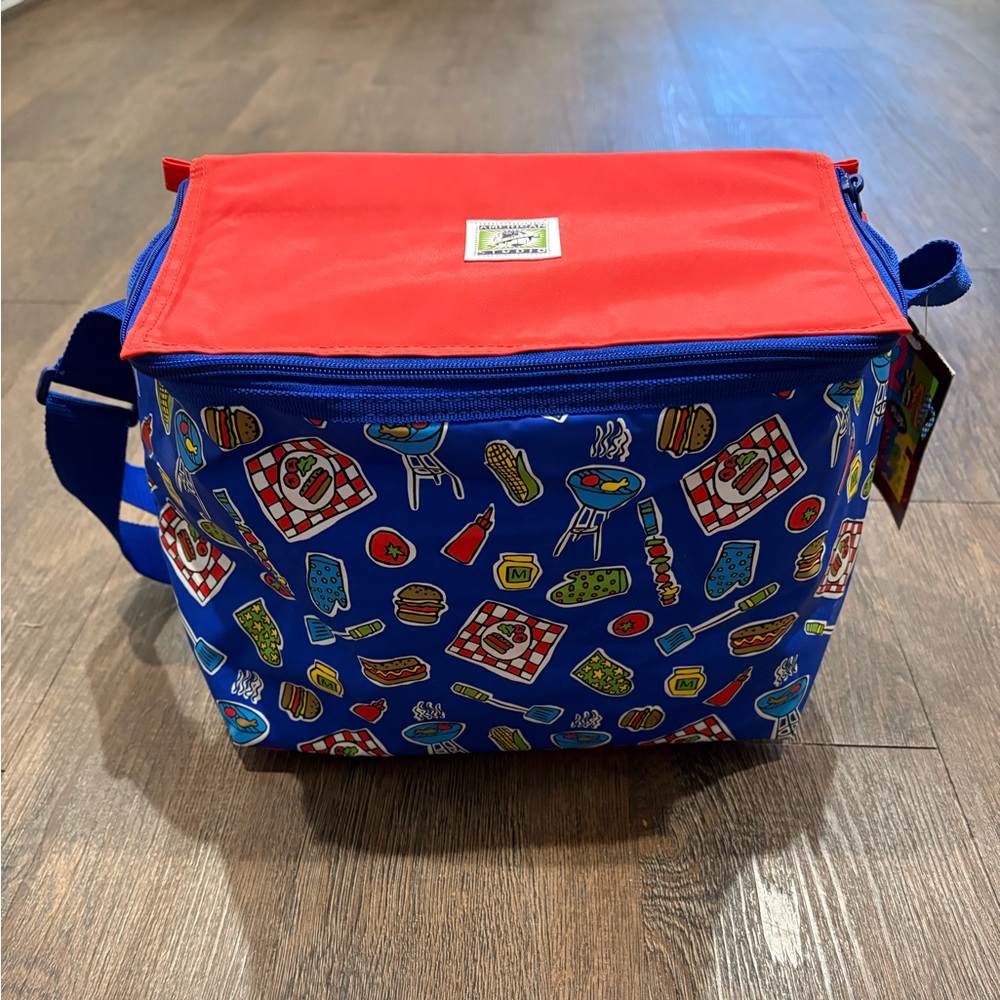 NWT AMERICAN STUDIO PLASTIC PICNIC 12 CAN+COOLER 2 SECTION LUNCH BAG